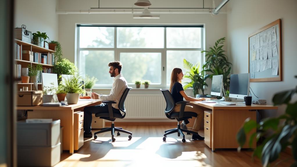 People working on clean offices.