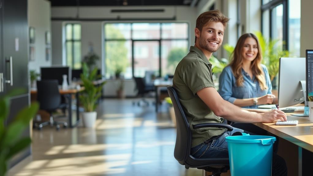 People working on clean offices.